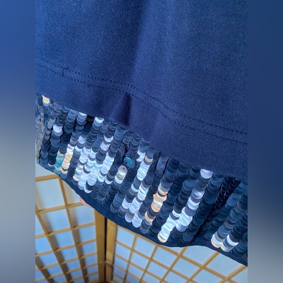 J. Crew Layered look Sweater Sequin Trim Navy Blue - Picture 3 of 5